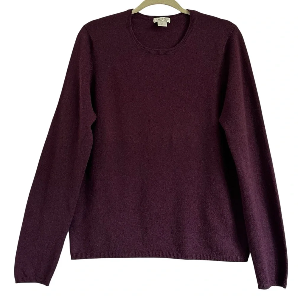 VTG. Tweeds Wine Burgundy Cashmere Classic Crewneck Sweater